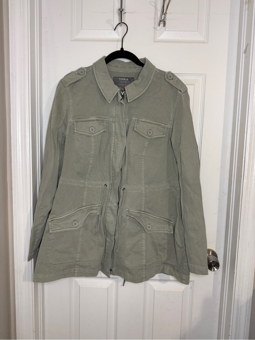 torrid Olive Green Utility Jacket with Drawstring Waist